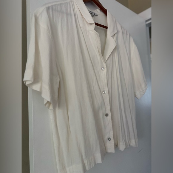 Madewell Ivory Button-Down Short Sleeve Shirt - Picture 2 of 5